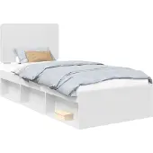 vidaXL Bedframe met hoofdeinde Wit 90 x 200 cm Massief grenenhout