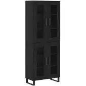 vidaXL Highboard 2 st Zwart Eiken 69,5 x 34 x 180 cm Bewerkt hout