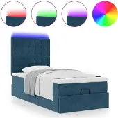 vidaXL Ottoman bed met matrassen en LED's 80x200cm fluweel donkerblauw