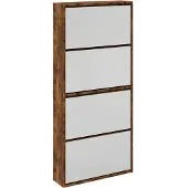 vidaXL Schoenenkast met spiegel 4-laags 63x17x134 cm gerookt eiken