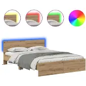 vidaXL Bedframe met hoofdeinde Artisan Eiken 160 x 200 cm Bewerkt hout