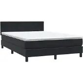 vidaXL Boxspring met matras fluweel zwart 160x210 cm