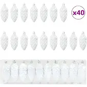 vidaXL Kerstdennenappelbal 40 st Wit 4 x 9 cm Kunststof