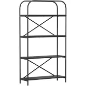 vidaXL Boekenplank 4-laags 80 x 30 x 146 cm Bewerkt hout Zwart Eiken