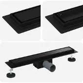 vidaXL 2 in 1 Doucheafvoer Zwart 50 cm Roestvrij staal 304