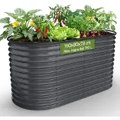 Arebos Verhoogde Plantenbak Ovaal 160x80x78 cm Verzinkt Staal 780 L Tuinbed