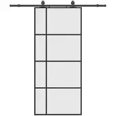 vidaXL Schuifdeur met beslagset 90x205 cm ESG glas zwart