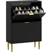 HOMCOM - Opklapbare schoenenkast - MDF - 60x24x91,5cm - Zwart