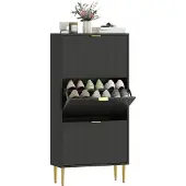 HOMCOM - Opklapbare schoenenkast - MDF - 60x24x128cm - Zwart