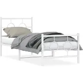 vidaXL Bedframe met hoofdeinde en voeteneinde, metaal, wit, 80x200 cm