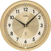 AMS Wandklok zendergestuurd 30 cm u00c3u00b8 goudkleurig 5946