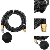 vidaXL - Zuigslang - met - messing - koppelingen - 1,1'' - 7 - m - PVC - zwart