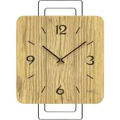 AMS W9700 - Wandklok - Analoog - Vierkant - Quartz - Metaal - Hout - LichtBruin/Beige - Zwart