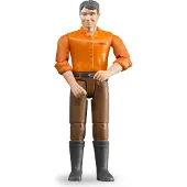 BRUDER 60007 Man met Bruine Broek en Oranje Overhemd
