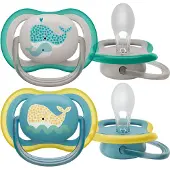 Philips AVENT Fopspenen - 2-pack - Ultra Air - Blauw/Grijs m. Pr - - OneSize - Fopspenen