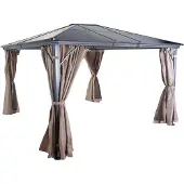Mendler Hardtop pergola -C74, tuinpaviljoen, kunststof dak zijwand + aluminium muggengaas ~ 3x3,6m