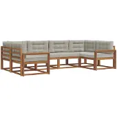 vidaXL Buiten bank set 6 st Natuurlijk en Licht Grijs
