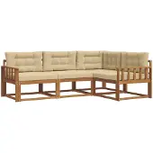 vidaXL Buiten bank set 4 st Natuurlijk en Beige