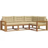 vidaXL Buiten bank set 4 st Natuurlijk en Beige