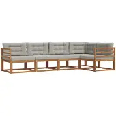vidaXL Buiten bank set 5 st Naturel en lichtgrijs