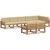 vidaXL Buiten bank set 8 st Natuurlijk en Beige