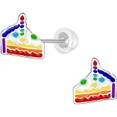 K3 - zilveren oorstekers - regenboog taart - 8mm