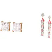 Faina Oorbellen goud / framboos / rosé / transparant