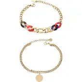 Faina Armband donkerblauw / goud / rood / transparant