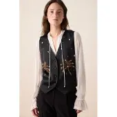 Sissy-Boy Zwart gilet met palmbomen | Maat: XL