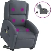 vidaXL Sta-op-massagestoel elektrisch verstelbaar fluweel donkergrijs