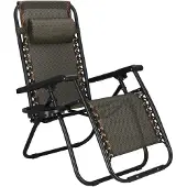Springos Tuinstoel Ligstoel Opvouwbaar Verstelbaar Ergonomische Hoofdsteun Bruin/Zwart