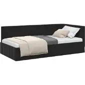 vidaXL Hoek Bed Frame met hoofdeinde Zwart 90 cm x 190 cm Fluweel