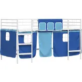 vidaXL Bunkbed voor kinderen met gordijnen Wit en Blauw 100 x 200 cm