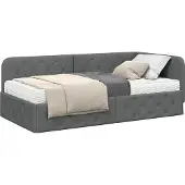 vidaXL Hoek Bed Frame Donkergrijs 90 x 190 cm Stof