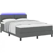 vidaXL Boxspring bed met hoofdeinde Donkergrijs 140 x 190 cm Stof