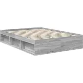 vidaXL Bedframe met hoofdeinde Grijs Sonoma 135 x 190 cm Bewerkt hout