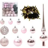 vidaXL Kerstbal Set met 300 LED 120 pcs Roze Kunststof