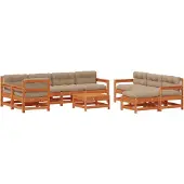 vidaXL Tuin loungeset 10 st Wasbruin Massief grenenhout