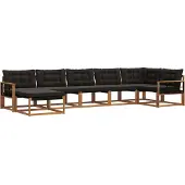 vidaXL Buiten bank set 7 st Natuurlijk en zwart Massief Acacia Hout