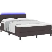 vidaXL Boxspring bed met hoofdeinde Donkerbruin 140 x 190 cm Stof