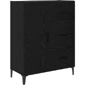 vidaXL Highboard Zwart Eiken 69,5 x 34 x 180 cm Bewerkt hout