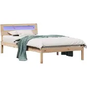 vidaXL Bedframe met hoofdeinde Bruin 90 x 200 cm Massief grenenhout