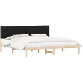 vidaXL Bedframe met Gevoerde Hoofdbord Zwart 200 x 200 cm