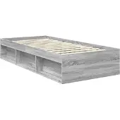 vidaXL Bedframe Grijs Sonoma 90 x 200 cm Massief grenenhout