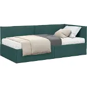 vidaXL Hoekbedframe met Matras 2 st Donkergroen 90 x 190 cm Fluweel