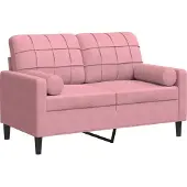 vidaXL Tweezitsbank met sierkussens 120 cm fluweel roze