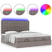 vidaXL Ottoman bed met matrassen en LED's 180x200cm stof taupe