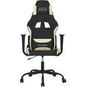 vidaXL Massage gamestoel stof zwart en crèmekleurig