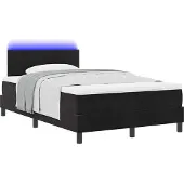 vidaXL LED Box Spring Bed met hoofdeinde Zwart 120 x 190 cm Fluweel