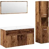 vidaXL 4-delige Badkamermeubelset bewerkt hout oud houtkleurig